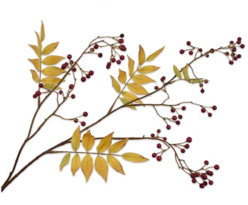 Silk-ka Kunstblume-Seidenblume-Kunstzweig Beerenzweig Rot-Gelb 97 cm von Silk-ka