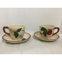 Franziskaner Ware Apfel Kaffeetasse Und Untertasse Set Paar Tassen Untertassen von SilkPursesNSowsEars