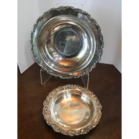 Silber Servierschalen Vintage Geschirr Hochzeit, Party, Mantel, Regal Dekor von SilkPursesNSowsEars
