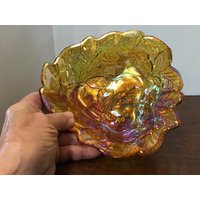 Vintage Ringelblume Karneval Glas Footed Candy Nut Dish 1930Er Jahre Sammlerstück von SilkPursesNSowsEars