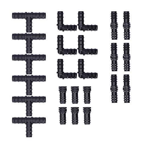 SilkRoadSupply 24 pcs Set Tropfbewässerungsanpassungskit 1/2 Schläuche Stachelbärte für Garten -Gewächshaus -Wasserversorgungssystem ABS Kunststoff einfach Installiere von SilkRoadSupply