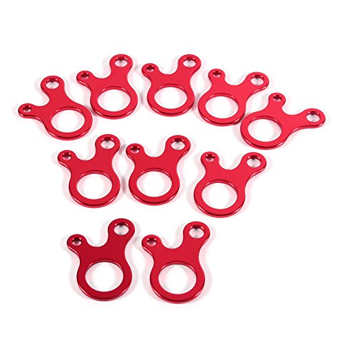 SilkRoadSupply Aluminium Camping Guy Line Runners -Justierer 3 Löcher Design Leichtes langlebiges Seilspanner für Outdoor -Zelt -Markisen -Camping -Wanderzubehör Red 10pcs von SilkRoadSupply