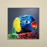 King Silk Art Handarbeit Stickerei Vogel Papagei Regenbogen Lorikeet 31103 von SilkartAustralia