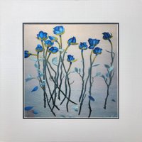 König Seide Kunst Handarbeit Stickerei Blumen Blau Rose 36146 von SilkartAustralia