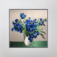 König Seide Kunst Handarbeit Stickerei Blumen Van Gogh Iris 36054 von SilkartAustralia