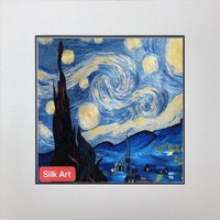König Seide Kunst Handarbeit Stickerei Van Gogh Sternennacht 37062 von SilkartAustralia