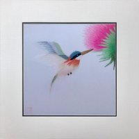 König Seide Kunst Handgefertigte Stickerei Wildtiere Kolibri 31031 von SilkartAustralia
