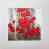 König Seide Kunst Handgemachte Stickerei Blumen Mohn 36012 von SilkartAustralia