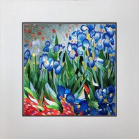 König Seide Kunst Handarbeit Stickerei Blumen Van Gogh Iris 36053 von SilkartAustralia