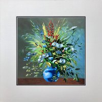 Königsseide Kunst Handstickerei Blumen in Vase 36169 von SilkartAustralia