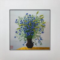 Königsseide Kunst Handstickerei Blumen in Vase 36172 von SilkartAustralia