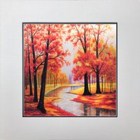 Königsseide Kunst Stickerei Roter Ahorn Wald 37017 von SilkartAustralia