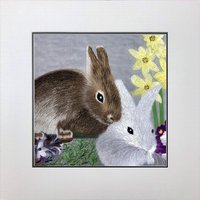 Königsseide Kunststickerei Tiere Hasen 34076 von SilkartAustralia