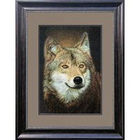 Museumssammlung Seidenkönig Seidenkunst Handarbeit Stickerei Wolf Portrait 74127 von SilkartAustralia