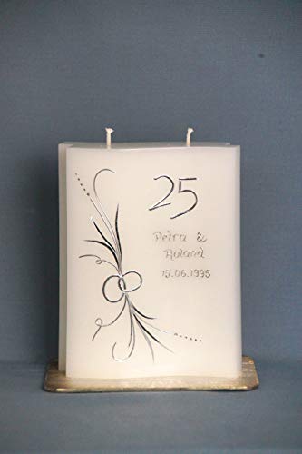 Hochzeitskerze Kerze zur Silbernen Hochzeit ; inkl. Namen und Datum, J 31 Hochzeitskerze Kerze zur Silbernen Hochzeit ; inkl. Namen und Datum, J 31 von Silkes-Kerzenladen