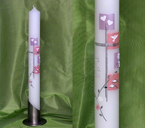 Kommunionkerze/Taufkerze für Mädchen,40 x 4 cm, inklusive Beschriftung und Aufbewahrungskarton ! P 77 Kommunionkerze/Taufkerze für Mädchen,40 x 4 cm, inklusive Beschriftung und Aufbewahrungskarton ! P 77 von Silkes-Kerzenladen