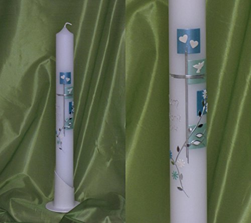 Taufkerze/Kommunionkerze, Türkis, 40 x 4 cm, inklusive Beschriftung ! P 74/1 Taufkerze/Kommunionkerze, Türkis, 40 x 4 cm, inklusive Beschriftung ! P 74/1 von Silkes-Kerzenladen