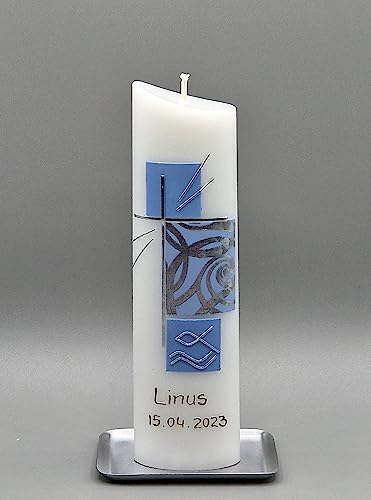 Taufkerze/Kommunionkerze, oval, 21 x 6 x 3,5 cm, inklusive Beschriftung ! A5 Taufkerze/Kommunionkerze, oval, 21 x 6 x 3,5 cm, inklusive Beschriftung ! A5 von Silkes-Kerzenladen