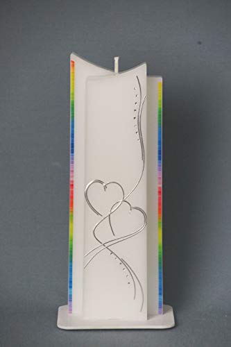 moderne Hochzeitskerze Regenbogen ; LGBT+ ; in Sonderform -Silber- ; inkl. Beschriftung ! I 28 moderne Hochzeitskerze Regenbogen ; LGBT+ ; in Sonderform -Silber- ; inkl. Beschriftung ! I 28 von Silkes-Kerzenladen