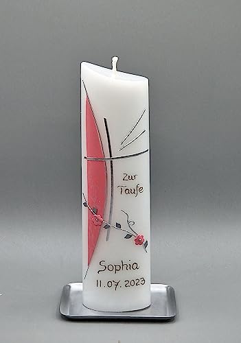 ovale Taufkerze - 21 x 6 x 3,5 cm, inklusive Beschriftung ! A-2 von Silkes-Kerzenladen