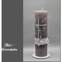 Taufkerze Rustikal - Handgegossen Inkl. Beschriftung Mit Name Und Datum von SilkesKerzenladen
