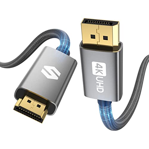 Displayport auf HDMI Kabel 1Meter, 4K DP HDMI Kabel [Nylongewebe, Aluminiumhause, Vergoldet Stecker] Silkland DP zu HDMI Unidirektional Verbindungskabel für PC Grafikkarte Monitor Beamer Laptop HDTV von Silkland