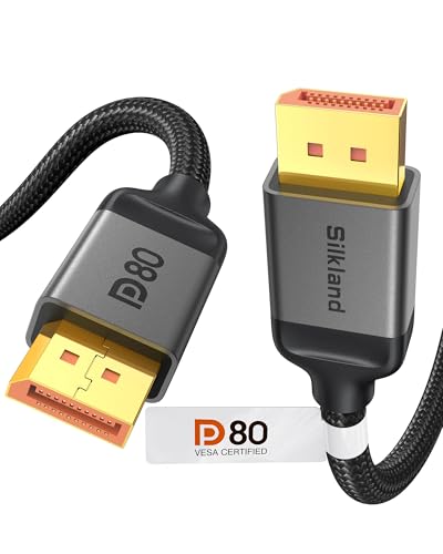 Silkland 80Gbps DisplayPort Kabel 2.1 1.5M [VESA-Zertifiziert] DP80, 8K@240Hz 4K@960Hz/540Hz/480Hz/240Hz DP 2.1 Kabel 16K, HDR FreeSync G-Sync UHBR20 für PC, Gaming-Monitor, 5090 7900XTX von Silkland