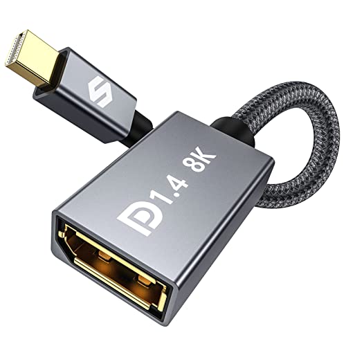 Silkland Mini DP 1.4 auf DP Adapter 8K@60Hz 4K@144Hz, Thunderbolt 2 Konverter Nylon mit HDR HBR3 G-Sync FreeSync, Mini Displayport auf Displayport Adapter 20cm für Laptop MacBook iMac Monitor VR von Silkland