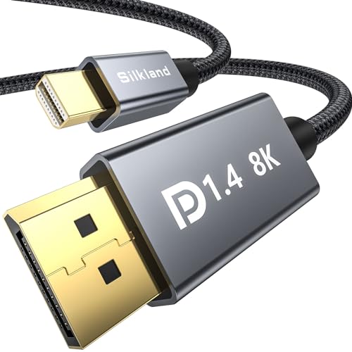 Silkland Mini DisplayPort auf DisplayPort 1.4 Kabel 8K@60Hz 4K@144Hz, Mini DP 1.4 zu DP mit HDR HBR3 DSC1.2 G-Sync FreeSync HDCP2.2, Thunderbolt 2 Kabel für Laptop MacBook Mac PC NUC iMac Monitor, 2m Silkland Mini DisplayPort auf DisplayPort 1.4 Kabel 8K@60Hz 4K@144Hz, Mini DP 1.4 zu DP mit HDR HBR3 DSC1.2 G-Sync FreeSync HDCP2.2, Thunderbolt 2 Kabel für Laptop MacBook Mac PC NUC iMac Monitor, 2m von Silkland