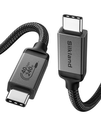 Silkland Zertifiziert USB4 Kabel mit Thunderbolt 4 Kabel1.5m, 40Gbps Datenkabel, PD3.1 240W 48V 5A Ladekabel, 8K 60Hz 4K 120Hz Videokabel für Macbook, iPad Pro, Dock, SSD, Display, iPhone 15 Pro Max von Silkland