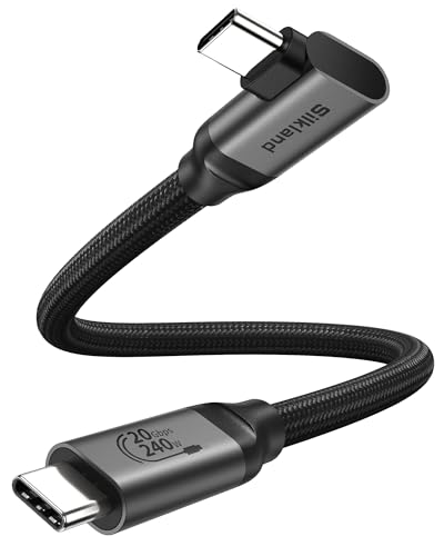 Silkland USB C Datenkabel 20Gbps(2,5GB/s) USB 3.2 Gen2×2 90 Grad 0,5M, Datenkabel USBC auf USBC Kabel 50CM, PD3.1 240W 48V/5A Lade- 5K@60Hz Videokabel für Android Auto, PSSD, Dock, MacBook, iPad Pro von Silkland