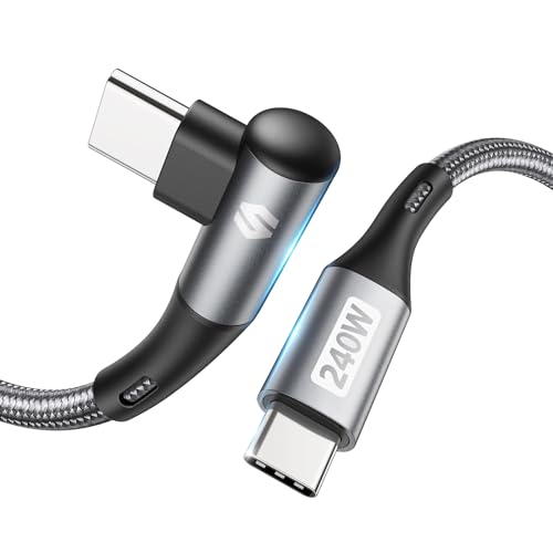 Silkland USB C auf USB C Kabel 0.5M Winkel 240W 100W, PD 3.1&QC 4.0, USB C Kabel 50CM 90 Grad für Android Auto, iPhone15/Pro Max, Samsung S24 Ultra S23-S21, MacBook Pro/Air, iPad Pro/Air/Mini, Pixel von Silkland