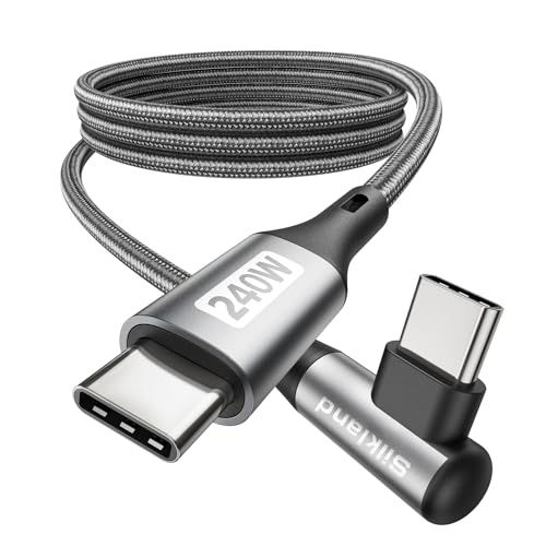 Silkland USB C auf USB C Kabel 2M [240W 48V/5A] Winkel, PD3.1&QC4.0+, 90 Grad Schnellladekabel 140W 100W für iPhone16 15/Pro Max/Plus, Samsung S24 Ultra S23 S22 S21, MacBook Pro/Air, iPad Pro/Air/Mini von Silkland