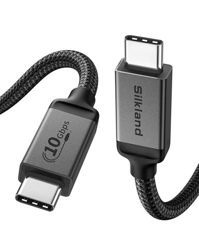 Silkland USB C 3.2 Gen 2 Kabel 5m All-in-One, 5K 4K UHD USB C Videokabel, 10Gbps USB C Datenkabel, PD3.0 100W 20V 5A USB C Ladekabel für Macbook, iPad Pro, Dock, SSD, Display, iPhone 15 Pro Max von Silkland