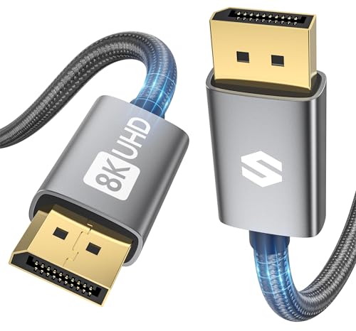 Silkland 8K Displayport Kabel 1.4 2M [VESA-Zertifiziert], 4K@144Hz, 2K@240Hz/165Hz/144Hz, 8K@60Hz, HBR3 32.4Gbps, HDR, DSC 1.2, HDCP 2.2, G-Sync&FreeSync, DP 1.4 Kabel für Gaming-Monitor, Grafikkarte von Silkland