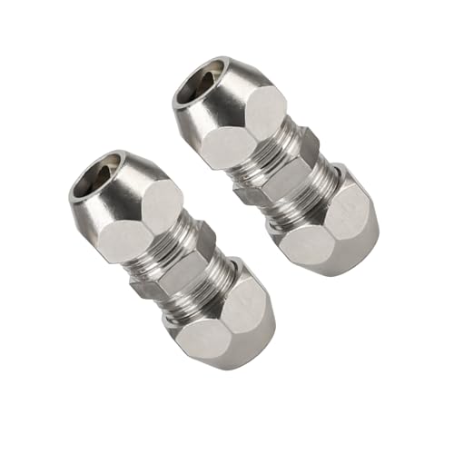 10mm Klemmringverschraubung, 2 Stück Vernickeltes Kupfer Pneumatische Klemmverschraubung, Ferrulen Klemmverschraubung für Klimaanlagen, Kupferrohr, Luftkompressoren und Rohre Verwendet Werden von Silkwish