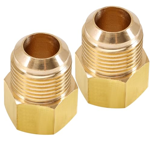 2 Stück 1/2 Zoll Innengewinde x 5/8 Zoll Außengewinde Verbinder, SAE 45 Grad Flare Messingadapter Flare Rohrverschraubung für Klimaanlagenkühlung, Luft-, Gasleitungen, Klimatechnik und Kälte- von Silkwish