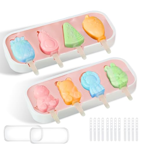 2 Stück Eisformen Silikon, Eis Am Stiel Formen BPA Freie, Cakesicles Silikonform Wiederverwendbare, Magnum Cake Form Außerdem 8 Stab von Silkwish