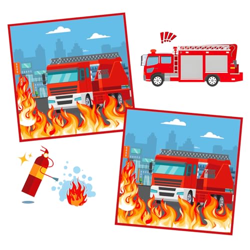 80 Stück Servietten Feuerwehr, 33x33Cm(Erweitert) Quadratisch Feuerwehr Servietten Kindergeburtstag für Jungen/Mädchen Geburtstag, Feuerwehr Geburtstag Deko, Partygeschirr von Silkwish