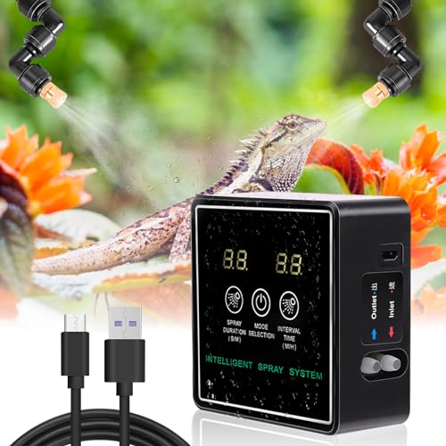 Intelligentes Beregnungsanlage Terrarium, Reptile Humidifier, Luftbefeuchter Terrarium mit Timer und Sprühdüsen 360 ° Verstellbare, Vernebler Terrarium für Amphibien, Reptilien, Pflanzen, Paludarium von Silkwish