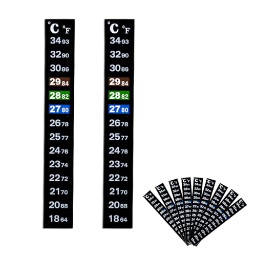 Silkwish 10 Stück Aquarium Thermometer Aufkleber - Selbstklebend Wassertemperatur Aufkleber - Digitale Anzeige Aquarium-Thermometer Sticker 18 auf 34 ℃ von Silkwish
