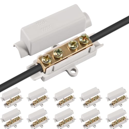 Silkwish 10 Stück Drahtverbinder aus Messing mit Doppelschrauben - Stoßdraht Klemmblock 1000 V 100 A Geeignet für 2,5 Bis 16 mm² Draht - Hochleistungs Kabelverbinder mit ABS-Gehäuse Silkwish 10 Stück Drahtverbinder aus Messing mit Doppelschrauben - Stoßdraht Klemmblock 1000 V 100 A Geeignet für 2,5 Bis 16 mm² Draht - Hochleistungs Kabelverbinder mit ABS-Gehäuse von Silkwish