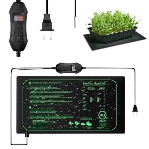 Silkwish 50W Heizmatte Pflanzen mit Thermostat - 52,5 x 25cm Sämlinge Wärmematte - Anzuchtmatte Gewächshaus Wärmematte zur Keimung und Temperatur-Regulierung - für Sämlinge, Haustiere und Reptilien von Silkwish