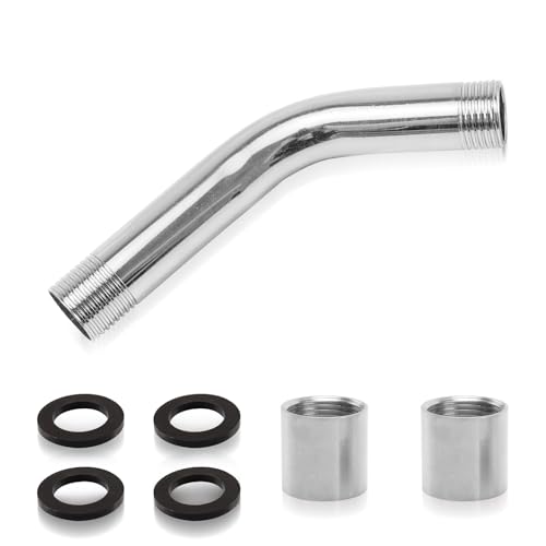 Silkwish Duschkopf Verlängerung 1/2 Zoll - 15cm Dusche Verlängerungsrohr aus Edelstahl - Brausearm Wandmontierte mit IG 1/2" Anschluss 4 Unterlegscheiben für Duschkopf Handbrause Extender von Silkwish