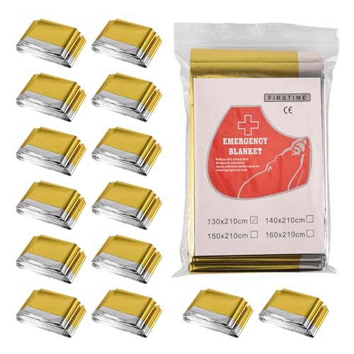Silkwish Rettungsdecke 15er-Set Gold/Silber - 210 X 130 cm Rettungsdecken, Notfalldecke, Wärmedecke Erste Hilfe - Rettungsfolie für Notfallsituationen und Allwetterbedingungen - 15X Emergency Blanket von Silkwish
