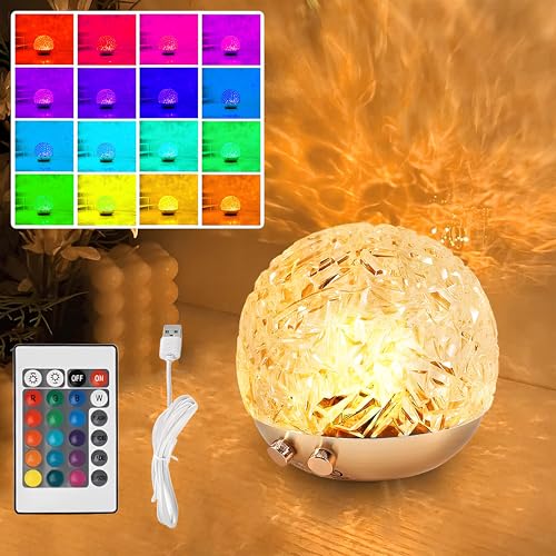 Wave Lamp Tischlampe, Tischlampe LED Nachttischlampe, LED Ozeanwellen Sternenprojektor Lampe, 16 RGB Water Wave Lamp, Nachtlichtlampe mit Fernbedienung, Sternenlicht Projektor Lampe, USB-Aufladung von Silkwish