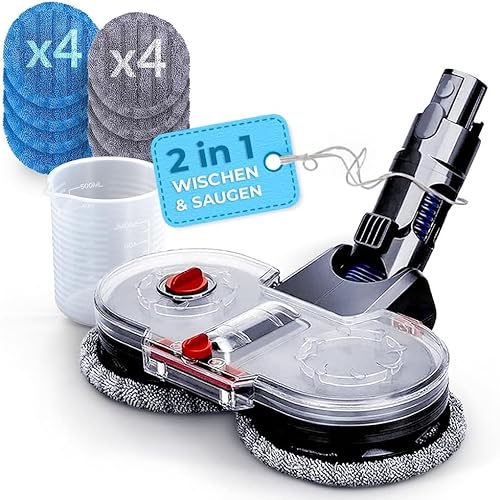 Purepower Wischaufsatz für Dyson V7 V8 V10 V11 V15 Staubsauger mit abnehmbarem Wassertank, Set mit 8 Wischpads + Füllbehälter von Sillar