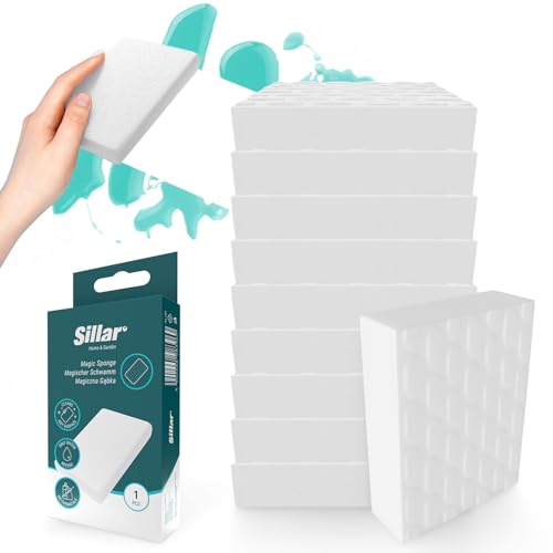 Sillar 10x Magischer Schwamm Reinigungsschwamm -Schmutzradierer, Universeller Schwamm für Hartnäckige Flecken, Küche, Bad, Wände und mehr - Umweltfreundlicher Fleckenentferner ohne Reinigungsmittel von Sillar