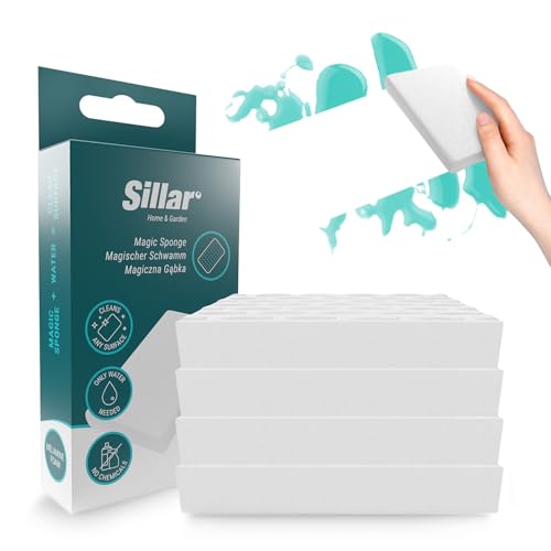 Sillar 4X Magischer Schwamm Reinigungsschwamm -Schmutzradierer, Universeller Schwamm für Hartnäckige Flecken, Küche, Bad, Wände und mehr - Umweltfreundlicher Fleckenentferner ohne Reinigungsmittel von Sillar