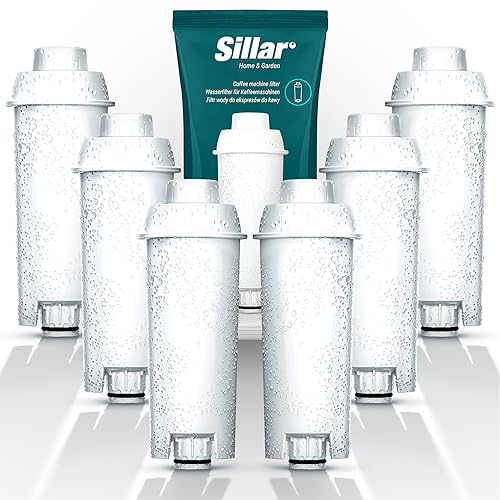 Sillar 6 Pack Wasserfilter für Delonghi Kaffeemaschinen DLSC002, SER3017 & 5513292811 - Kompatibel mit ECAM, ESAM, ETAM Serie | Passt zu Dinamica, PimaDonna | Erhöht die Lebensdauer des Gerätes von Sillar